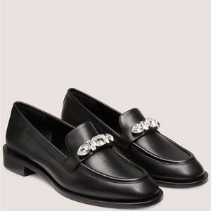 Stuart Weitzman NWT black leather loafers with jeweled top. Comes in box